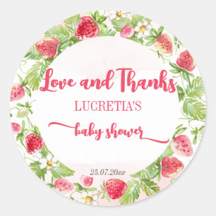 Baby shower van Berry-aardbei dank u wel Ronde Sticker