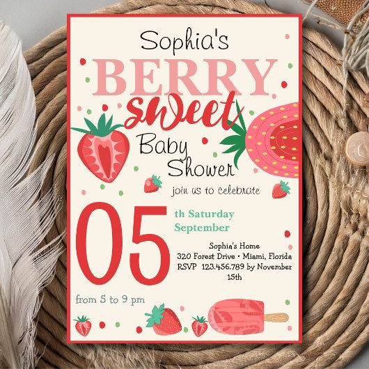Baby shower van Berry-zoete aardbei Kaart
