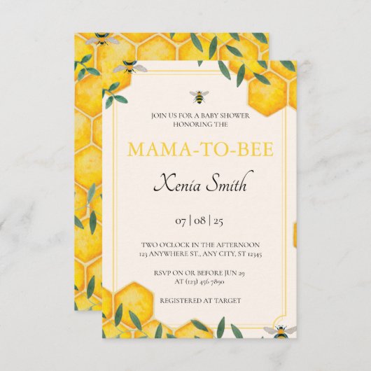 Baby shower-van-bij-uitnodiging (Voorkant / Achterkant)