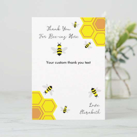 Baby shower van bijen bedankkaart (Staand voorkant)
