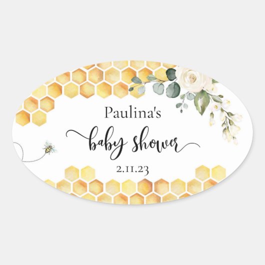 Baby shower van bijen ovale sticker (Voorkant)