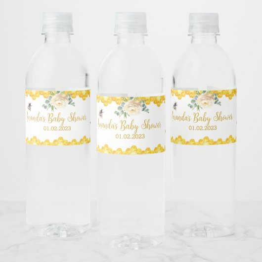 Baby shower van bijen waterfles etiket (Flessen)