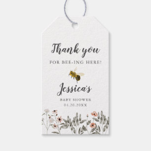 Baby shower van bijenbloem cadeaulabel