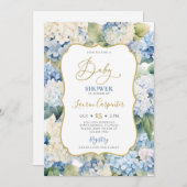 Baby shower van blauwe hydrangea kaart (Voorkant / Achterkant)