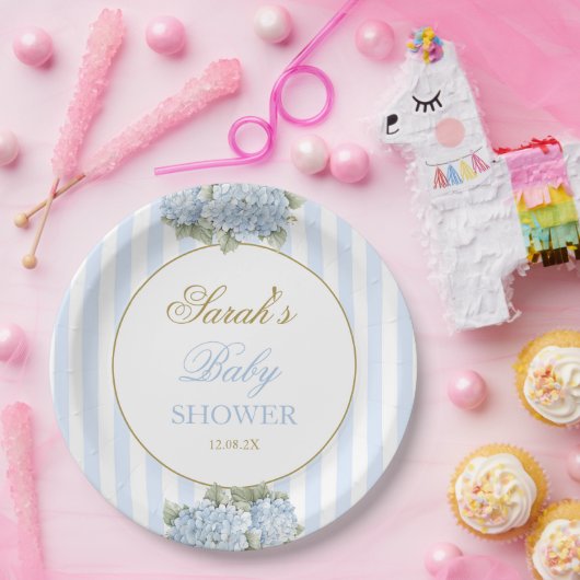 Baby shower van blauwe hydrangea papieren bordje (Feest)