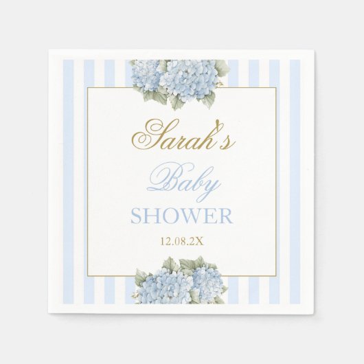 Baby shower van blauwe hydrangea servet (Voorkant)