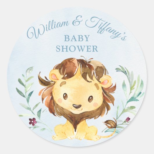 Baby shower van Blue Lion Boy Ronde Sticker (Voorkant)