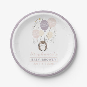 Baby shower van Boho Pastel Hedgehog and Balloons Papieren Bordje