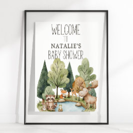 Baby shower van Boho Woodland Animals Poster