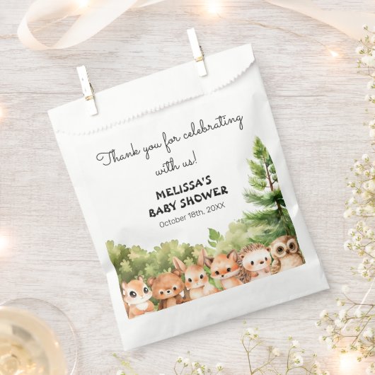 Baby shower van bosdieren bedankzakje (Geknipt)
