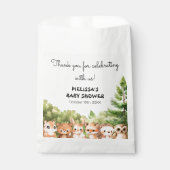 Baby shower van bosdieren bedankzakje (Voorkant)