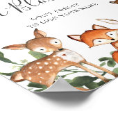 Baby shower van boslanddieren decorbeert een blokt poster (Hoek)