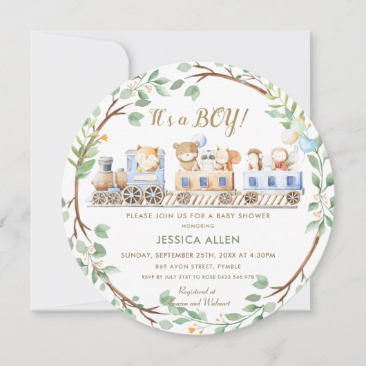 Baby shower van boslanddieren   kaart (Voorkant)