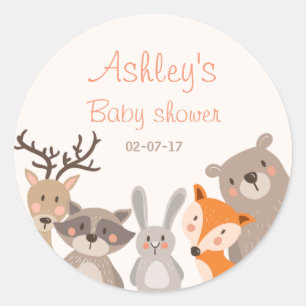 Baby shower van bossen begunstigen Sticker Dieren 