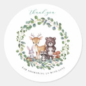 Baby shower van bossen ronde sticker (Voorkant)