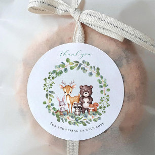 Baby shower van bossen ronde sticker