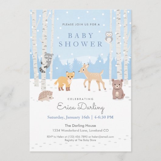 Baby shower van bossen | winterbos programma (Voorkant)