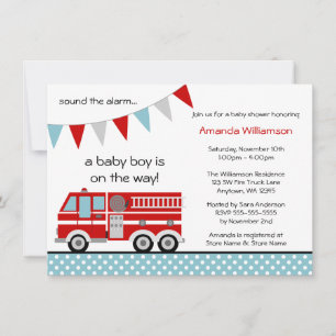 Baby shower van brandweerman Polka Dot Banner Boy Kaart