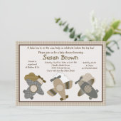 Baby shower van Brown Gingham Airlines Kaart (Staand voorkant)