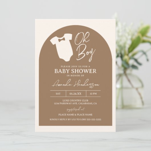 Baby shower van bruin en roombruin Stropdas Kaart (Staand voorkant)