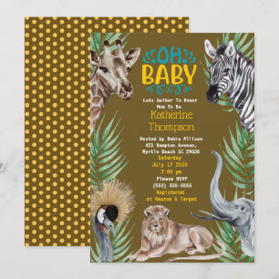 Baby shower van bruin-gele Safari-Oerwouden Kaart