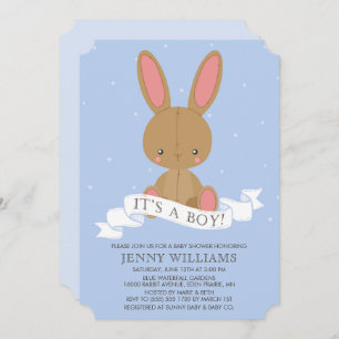 Baby shower van bruine Bunny Rabbit Boy Invite Kaart