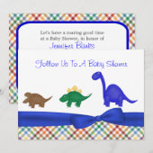 Baby shower van Colorful Dinosaur Kaart (Voorkant / Achterkant)