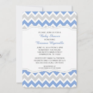 Baby shower van Cornflower Blue en Gray Chevron Kaart