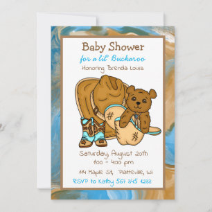 Baby shower van Cowboy Teddy Bear Boy Kaart