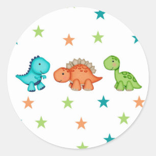 Baby shower van Cute Dinosaurs en sterren Ronde Sticker