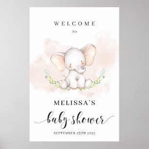 Baby shower van de acute olifant welkom poster 24x