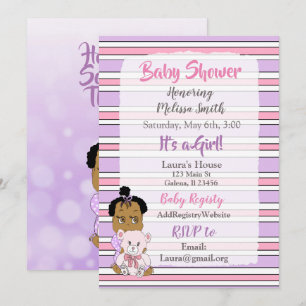 Baby shower van de Afrikaanse Amerikaanse baby Gir Kaart