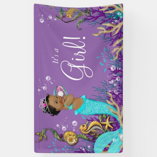 Baby shower van de Amerikaanse Zeemeermin Spandoek (Verticaal)