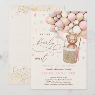 Baby shower van de ballon van het roze meisje Tedd Kaart