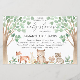 Baby shower van de begroting voor boslanddieren