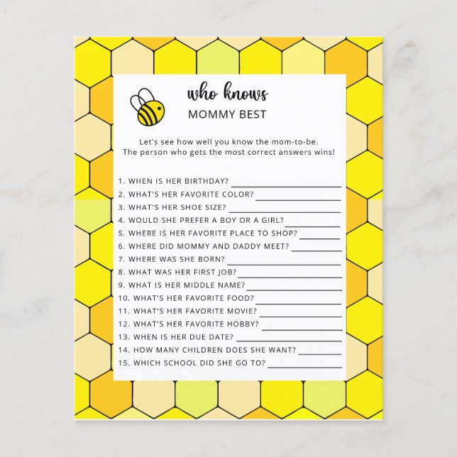 Baby shower van de bijenbloem, die het beste van m (Voorkant)