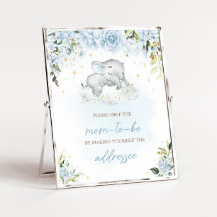 Baby shower van de Blauwe Bloemenolifant Poster