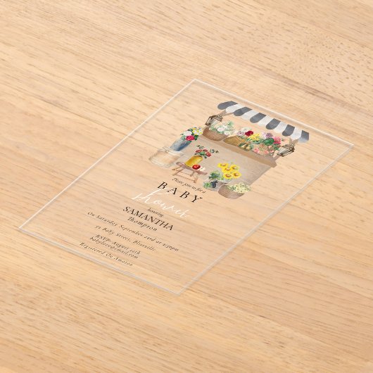 Baby shower van de Bloemenmarkt van de waterverf Acryl Uitnodigingen (Laagn)