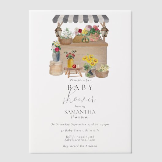 Baby shower van de Bloemenmarkt van de waterverf Vellum Uitnodigingen (Voorkant)