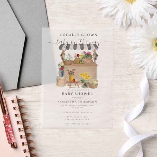 Baby shower van de Bloemenmarkt van de waterverf Vellum Uitnodigingen (Huwelijk)