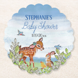 Baby shower van de Boedland Animal Deer Bunny Duck Kartonnen Onderzetters