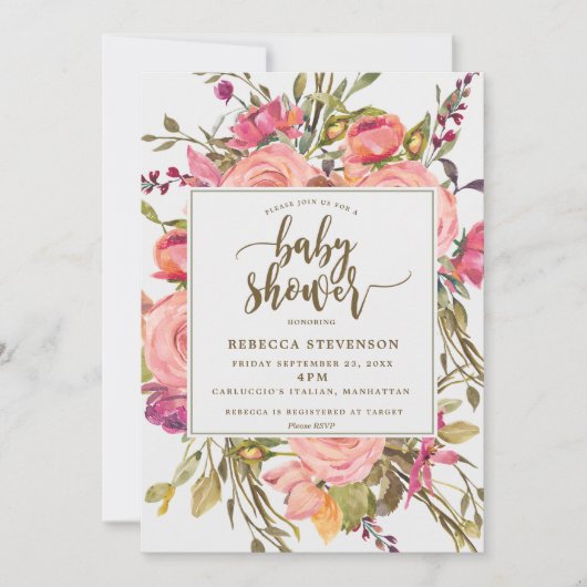 baby shower van de Boho Wild Flower Kaart (Voorkant)