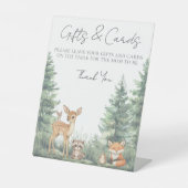 Baby shower van de bosbeesten in het bos reclamebord met voetstuk (Voorkant)