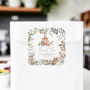 Baby shower van de bosbossen van de steengroenboss vierkante sticker