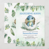 Baby shower van de broedende dinosaurus kaart (Voorkant / Achterkant)