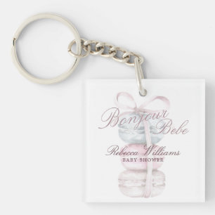 Baby shower van de Franse Macaron Bonjour Bebe Sleutelhanger