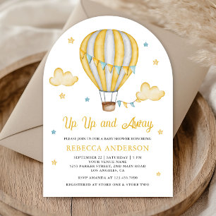 Baby shower van de Gele Hot Air ballon omhoog en w Kaart