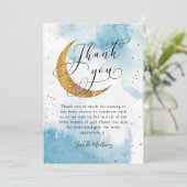 Baby shower van de goudmakreel Rustic Blue Gold Mo Bedankkaart (Staand voorkant)