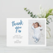 Baby shower van de jongen foto bedankkaart (Staand voorkant)