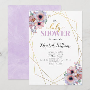 Baby shower van de Lavender Flowers Geometric Lijs Kaart